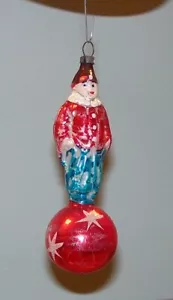 Vintage Blown Glass Clown On Ball Christmas Ornament 1920's-30's RARE! Mercury? - Picture 1 of 4