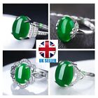 Ring With Nature Stone Green Jade Sterling Silver 925 Classy Elegant Adjustable