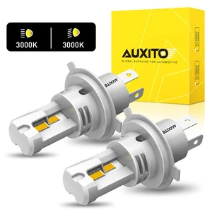 360° H4 LED Headlight High Low Beam Bulbs 80W 40000LM 3000K Yellow Fanless 2Pcs - Picture 1 of 15