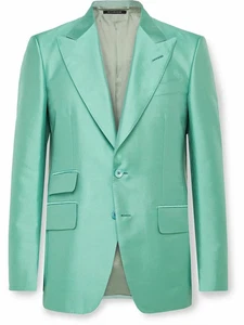 58IT - Tom Ford Slim-Fit Satin-Twill Suit Jacket Blaze - Green - BNWT - RRP$6.5K - Bild 1 von 8