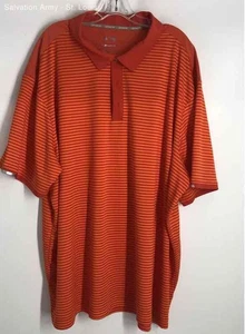 Adidas Mens Orange Striped Climachill Short Sleeve Golf Polo Shirt Size 4XL - Picture 1 of 6