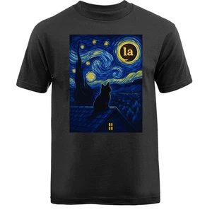 Gato Noche Estrellada Gatito Animal Mascota Amante Divertida Humorosa Camiseta - Imagen 1 de 17