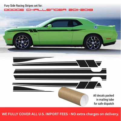  Rayas de carreras laterales Fury para Dodge Challenger 2011-2018 Foto 1 de 2
