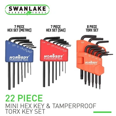 22PC Allen Wrench Hex Torx Key Set Mini 3IN1 Metric SAE MM/Inch Tamperproof Cr-V - Image 1 of 4