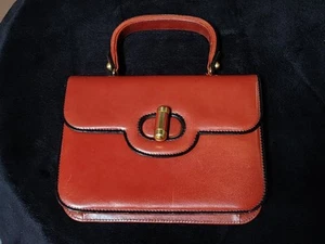 Unused 70s Handmade Designer Italian Cognac Leather Clutch Plazzo Vecchio - Picture 1 of 12