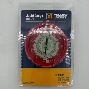 New Yellow Jacket Liquid Gauge Class 1 Red Pressure Gauge 49511 - Picture 1 of 2