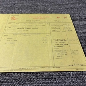 Chevrolet 1950 de colección recibo de ventas de concesionario de automóviles factura de concesionario de automóviles - Imagen 1 de 2