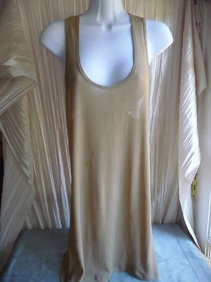 KAUFMANFRANCO S bronceado espalda deportiva largo algodón semi transparente top apertura frontal/brazo profunda  Foto 1 de 4