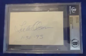 LUTE OLSON HOF dec. 2020 Beckett authenticated signed autograph auto 3x5 Arizona - Picture 1 of 2