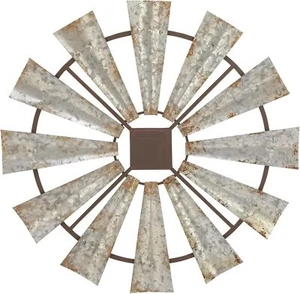 Metall Windmühle Haus Wanddekoration Wandskulptur, Wandkunst 30"" x 1"" x 30"", Silber - Bild 1 von 6