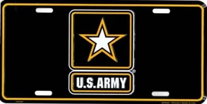 Army Star Embossed Black Metal License Plate - Picture 1 of 1