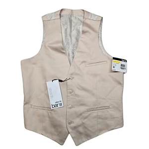 Bar III Cotton Suit Vest Mens Medium Tan Wedding Party Prom Formal Waistcoat NEW - Picture 1 of 9