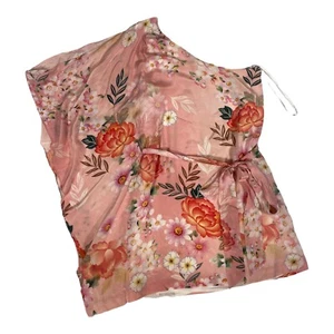 Forever New One Shoulder Dress - 100% Silk Shell - Size 10 - Pink Floral Design - Picture 1 of 11
