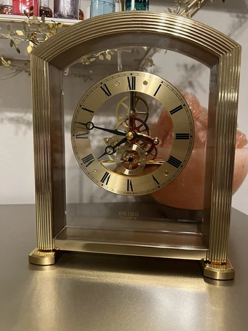 Seiko QUARTZ BRASS Skeletonized Mantle Clock 8.5" x 7" made in JAPAN QAW102G Cover