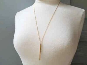 Minimalist Bar Gold Modern Elegant Long Necklace Q - Picture 1 of 3