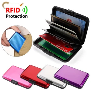 Protector de tarjeta de crédito con bloqueo RFID portacasas de identificación de aluminio billeteras de negocios EE. UU. - Imagen 1 de 20