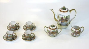 Antique Japan Geisha House Tea Pot Sugar Bowl Cups Saucers 11 Pc Porcelain 1800s - Picture 1 of 1