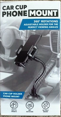 Universal Car Cup Drink Holder Stand Cradle Adjustable 360 Cell Phone Mount Clip - Image 1 of 3