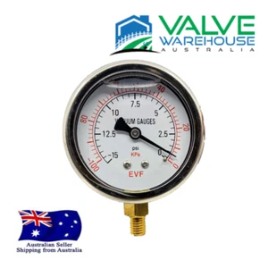 Vacuum Pressure Gauge – 63mm Liquid Filled Dial – Bottom Entry - Picture 1 of 2