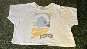 Billabong X Wrangler Cropped Crop Top T Shirt Short Sleeve White Large - Picture 1 of 5