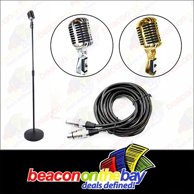 Classic Vintage Dynamic Microphone Pack Includes Mic Stand & Cable Sliver / Rose - Image 1 of 4