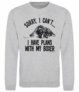 Sorry I Have Plans With My BOXER Perro Sudadera Adultos o Niños Perros Jumper Navidad - Imagen 1 de 3