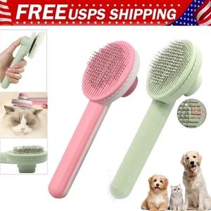 Self Cleaning Pet Slicker Brush Dog Cat Grooming Massage Comb Undercoat Rake - Picture 1 of 15