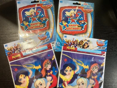 Wonderwoman Batgirl DC Super Girls Birthday Party x 2 Balloons + 16 Loot bags - Image 1 of 4