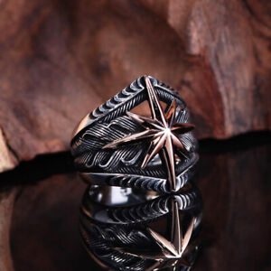925 Sterling Silver Sailor's Compass Design Men's Ring