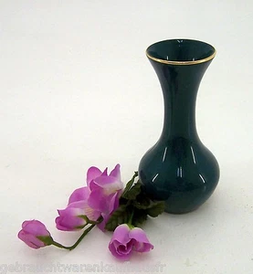 Keramik Vase in verwischten Schwarz - Grüntönen mit Goldrand ca. 19 cm - Bild 1 von 4