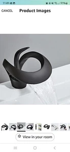 Waterfall Bathroom Faucet, Matte Black Modern Single Handle Bathroom Faucet Blk - Picture 1 of 7