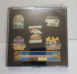 New Vintage Factory Sealed Denver Broncos Super Bowl XXXIII Pin Set Limited - Picture 1 of 3