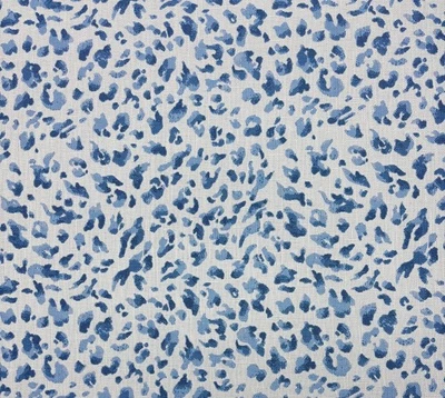 BALLARD DESIGNS SUNBRELLA DAPPLE BLUE WHITE LEOPARD SPOTS FABRIC BY YARD 54"W - Image 1 of 4