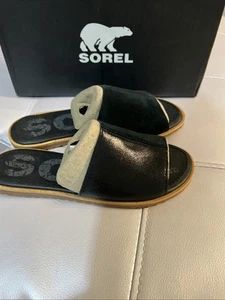 Sandali bassi Sorel Ella Block Slide - pelle nera, taglia USA 5 - Foto 1 di 5