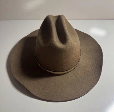 Vtg Eddy Bros Golden Nugget Cowboy Hat 70s-90s Wool Felt Tooled Gold Hat Band 7 - Image 1 of 4