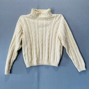Ralph Lauren maglione girocollo maglia grossa cavo donna taglia L pescatore beige - Foto 1 di 7