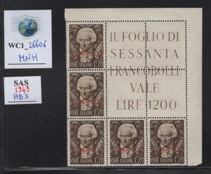 WC1_26606. TRIESTE FTT. Valioso bloque angular ALFIERI 1949. SAS AB3. MNH - Imagen 1 de 1