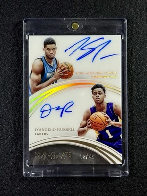 2015-16 Panini Immaculate Karl-Anthony Towns D'Angelo Russell RC Dual Auto #/49 - Image 1 of 4