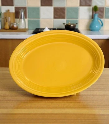 Fiesta Ware Homer Laughlin Yellow HLC Oval Serving Plate Platter USA 13.5” - Image 1 of 4