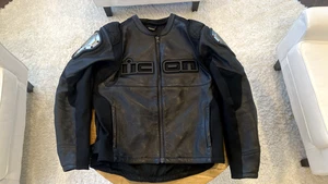 Chaqueta de cuero para motocicleta ICON TiMax grande 42/44 armadura reforzada con titanio - Imagen 1 de 21