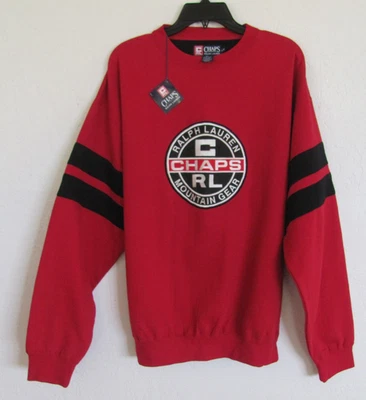 Chaps Ralph Lauren Pullover Crewneck Logo Sweatshirt-Red Black -Men's M- NWT - Image 1 of 4