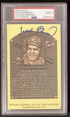 Frank Robinson Signed Gold Plaque HOF Postcard Yellow Orioles PSA/DNA Auto 9 #2 - Image 1 of 2