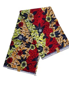 6 Yards / 5,48 Meter garantiert afrikanischer Stoff mit Wachsdruck und Design - Bild 1 von 6