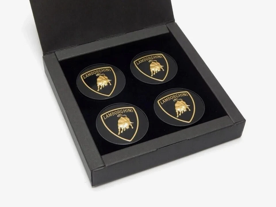4x Lamborghini Nabendeckel Felgendeckel Emblem wheel center cap Set 470601147