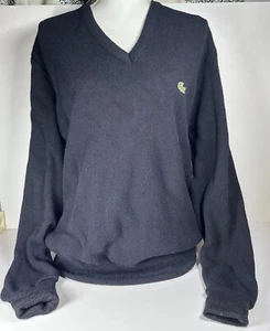 Camicia donna vintage IZOD Lacoste nera manica lunga scollo a V L Large made in USA - Foto 1 di 16