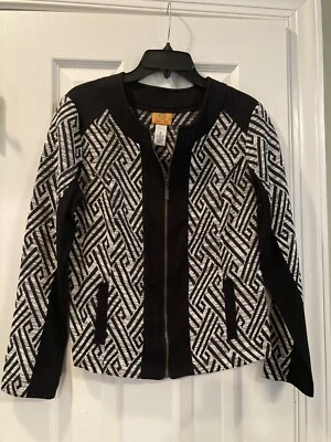 Women’s Ruby Rd Black & White Zip Up Long Sleeve Jacket Size 8 - Image 1 of 4