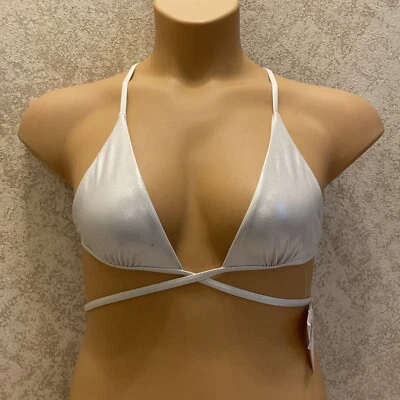 Dippin' Daisy's Bikini Top Silver Shimmer Wrap Around Top. Size Medium. Flaw - Imagem 1 de 4