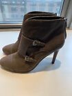 Women’s Coach “tina” Nubuck/snake Embossed Feather Gray Booties, Size 10m