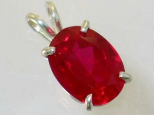 925 Sterling Silver Pendant, Created Ruby, SP004 - Imagen 1 de 7