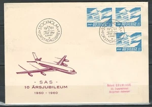 SWEDEN EUROPE SAS AVIATION FDC ILLUSTRATED COVER EUROPA CEPT LOT(SWED 65) - Picture 1 of 1